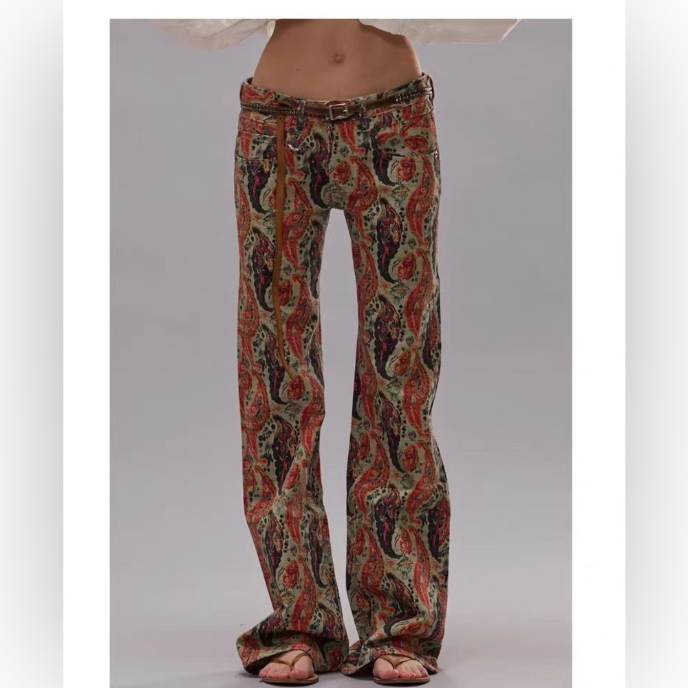 R13 Paisley Print Boy Flare Pants - Picture 2 of 9